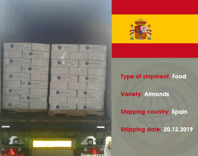 Inspection of a food shipment of almonds (Spain)