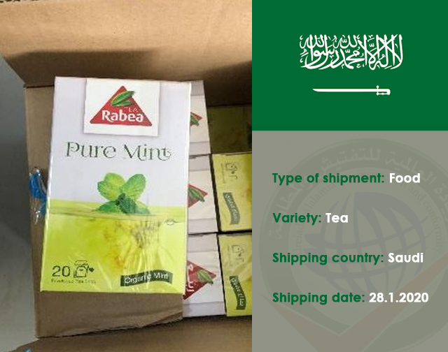 Inspection of a food shipment of Tea (Saudi)