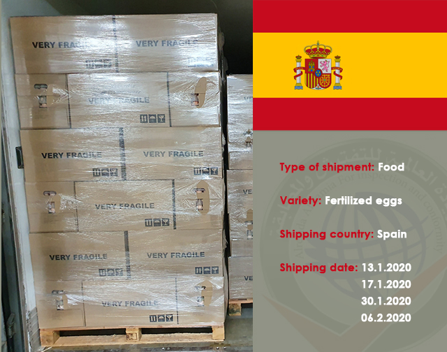Inspection of a food shipment of Fertilized eggs (Brazil)