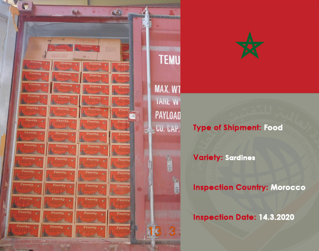 Inspection of a food shipment of sardinia (Morocco)