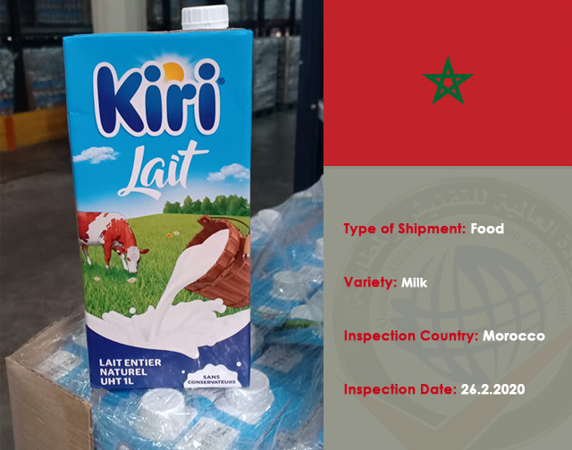 Inspection of a food shipment of Milk (Morooco)