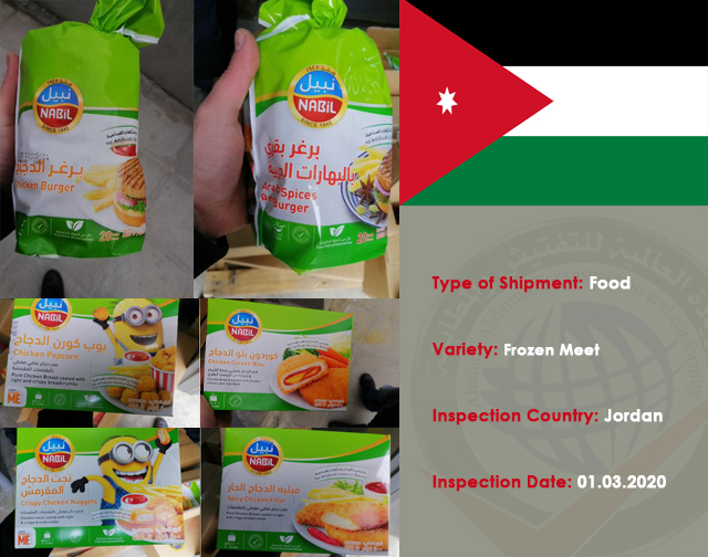 Inspection of a food shipment of Frozen Meet (Jordan)