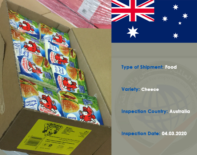 Inspection of a shipment of food (cheese) from Australia